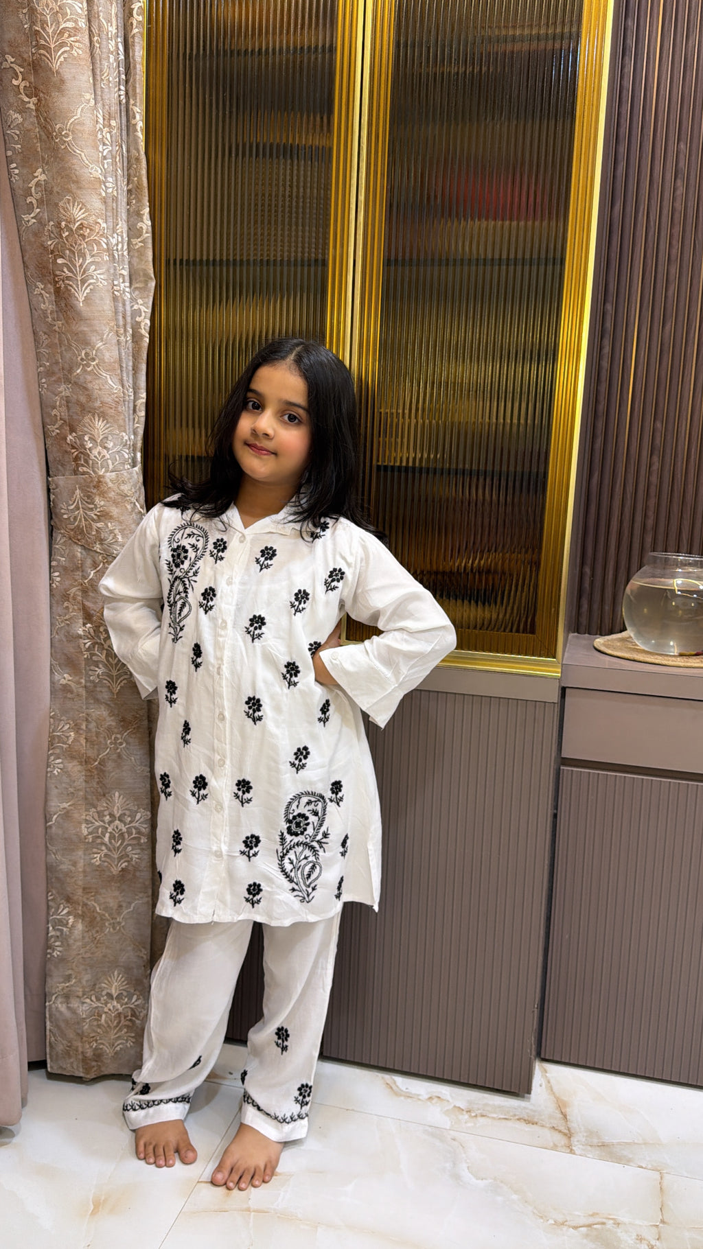 #2020 Black Kids Rayon White with Coloured Co-Ord Set