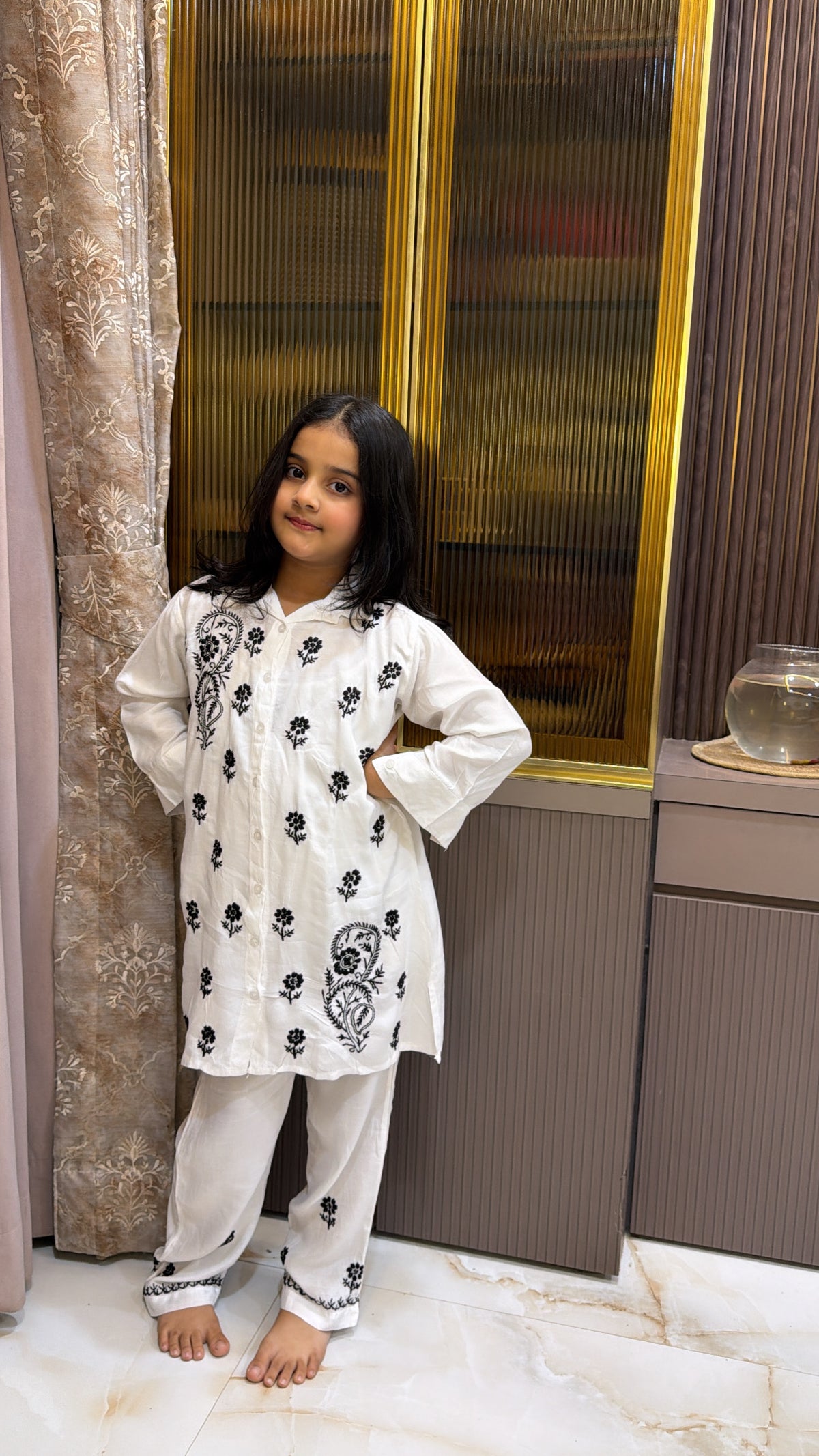 #2020 Black Kids Rayon White with Coloured Co-Ord Set