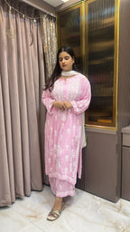 Baby Pink Plus Size Pure Modal Plazo Set