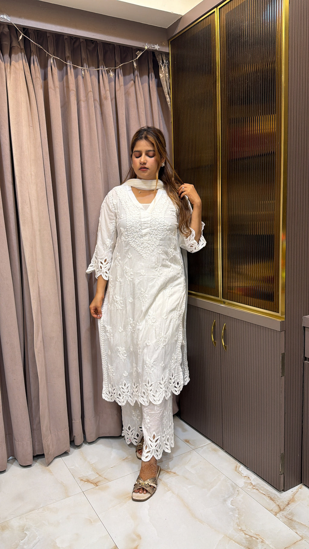 White Pure Modal karachi set