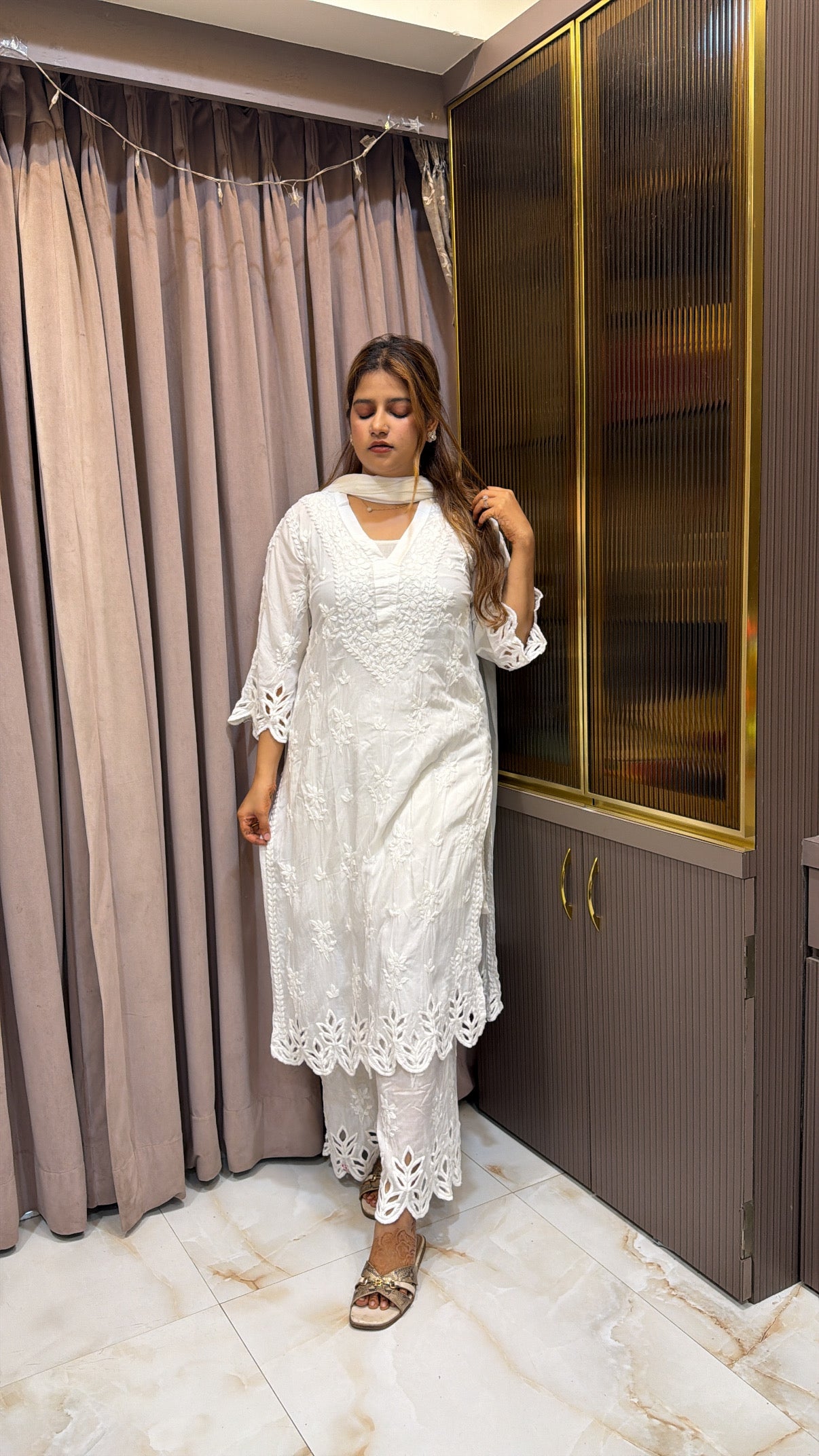 White Pure Modal karachi set