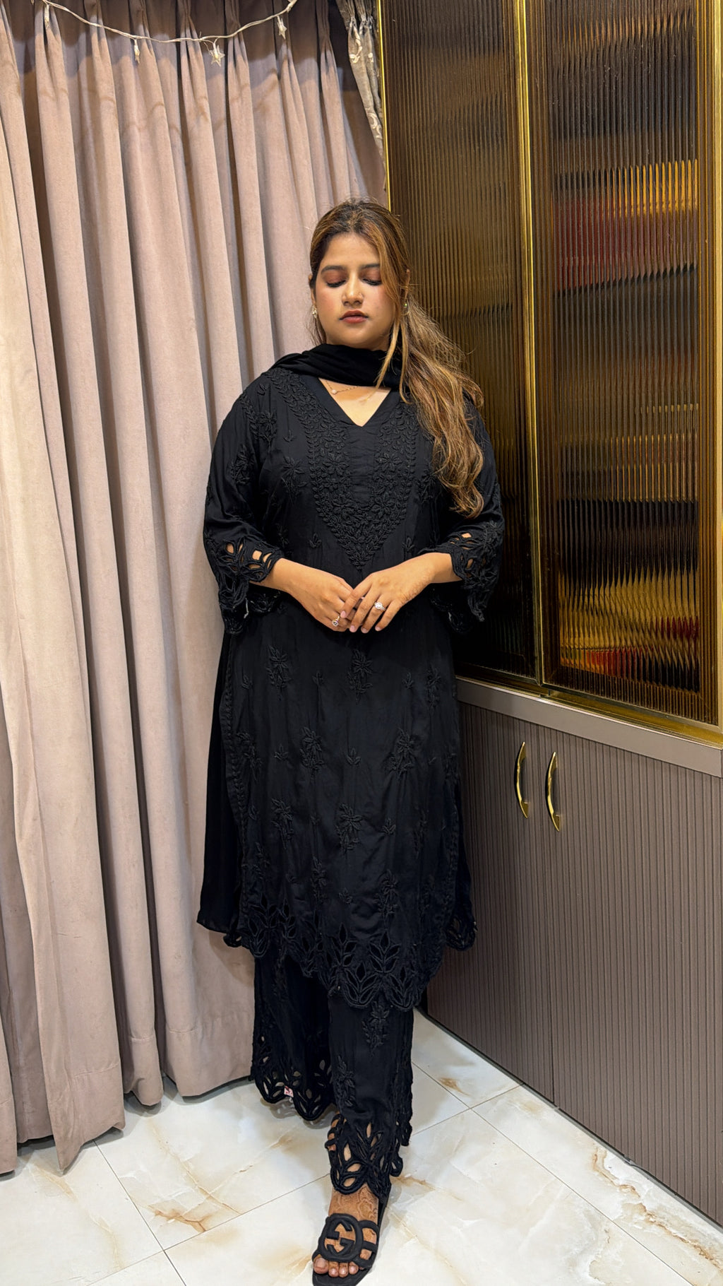 Black Pure Modal karachi set