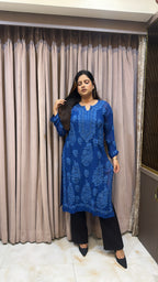 Blue Viscouse salli work kurti