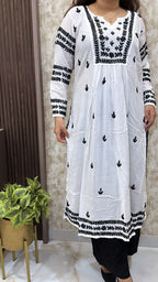 Black with white lucknowi kurti