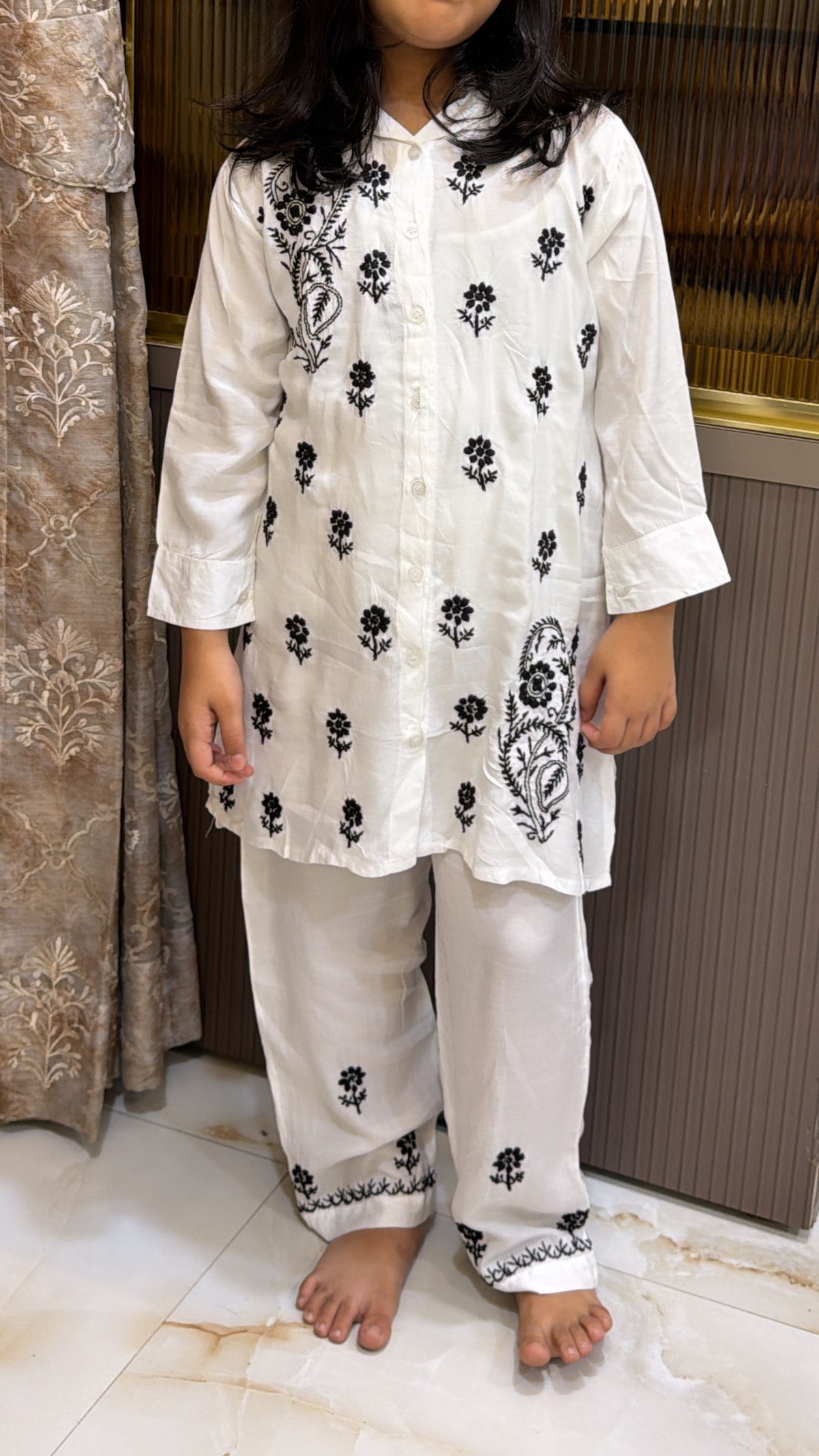 #2020 Black Kids Rayon White with Coloured Co-Ord Set