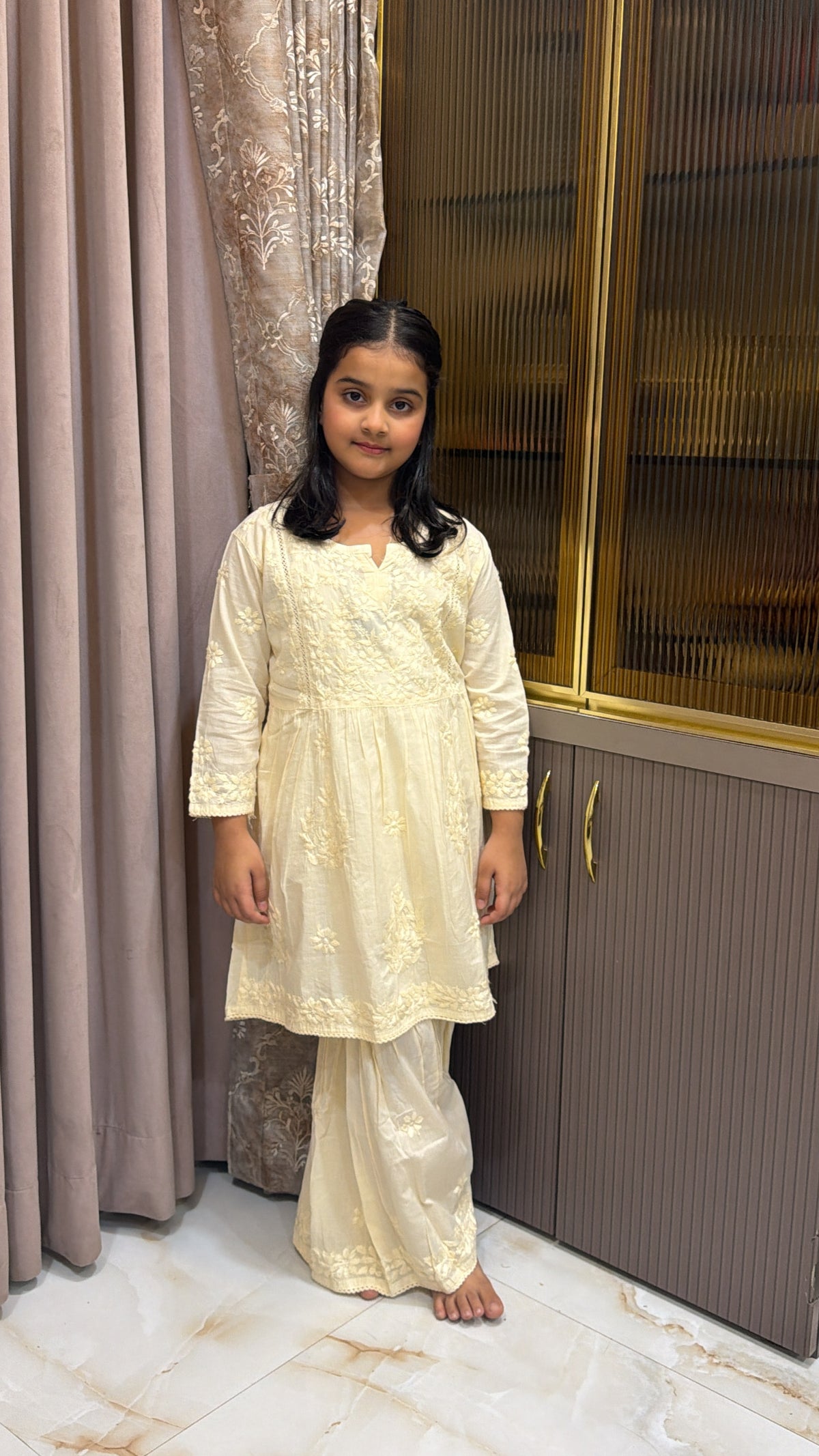 #2019 Cream Kids Mul Mul Garara Set