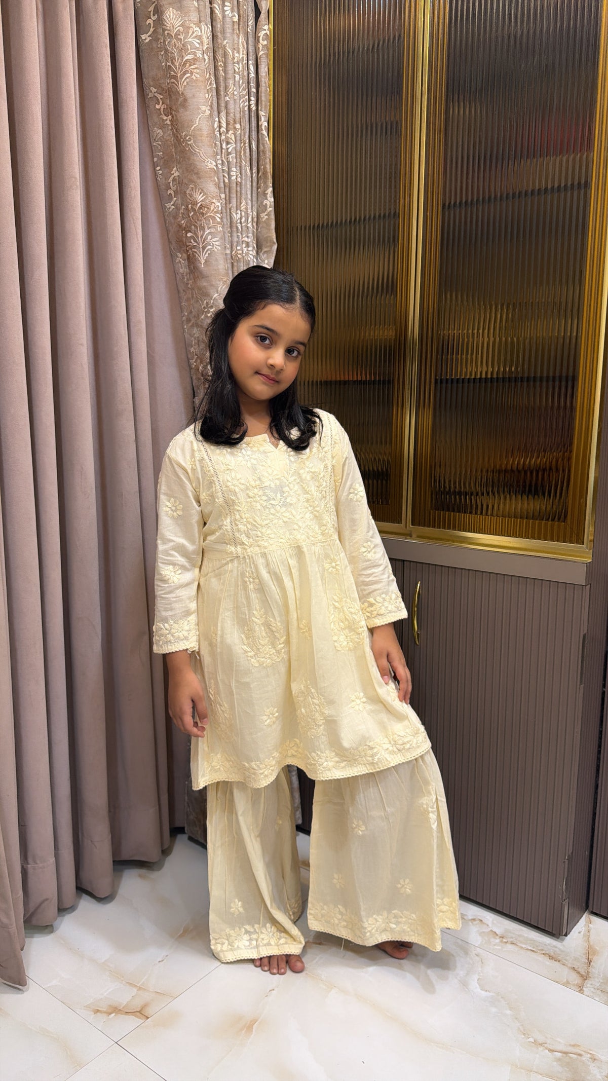 #2019 Cream Kids Mul Mul Garara Set