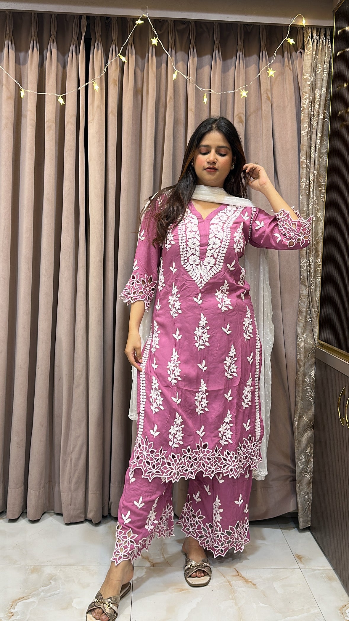 Onion Noori Pure modal cut work set