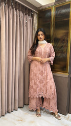 Blush Safa pure muslin cutwork set