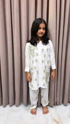 #2020 Green Kids Rayon White with Coloured Co-Ord Set