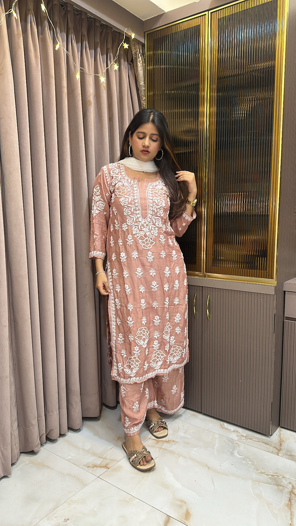 Onion Pure muslin mukesh work set