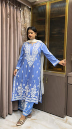 Indigo Blue Modal lucknowi Plazo Set