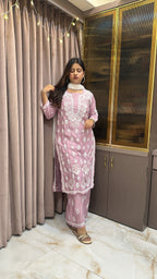 Blush Pure muslin mukesh work set