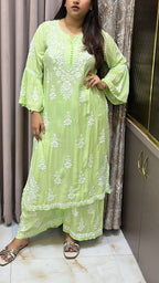 Mint Green Modal bell sleeves plazo set
