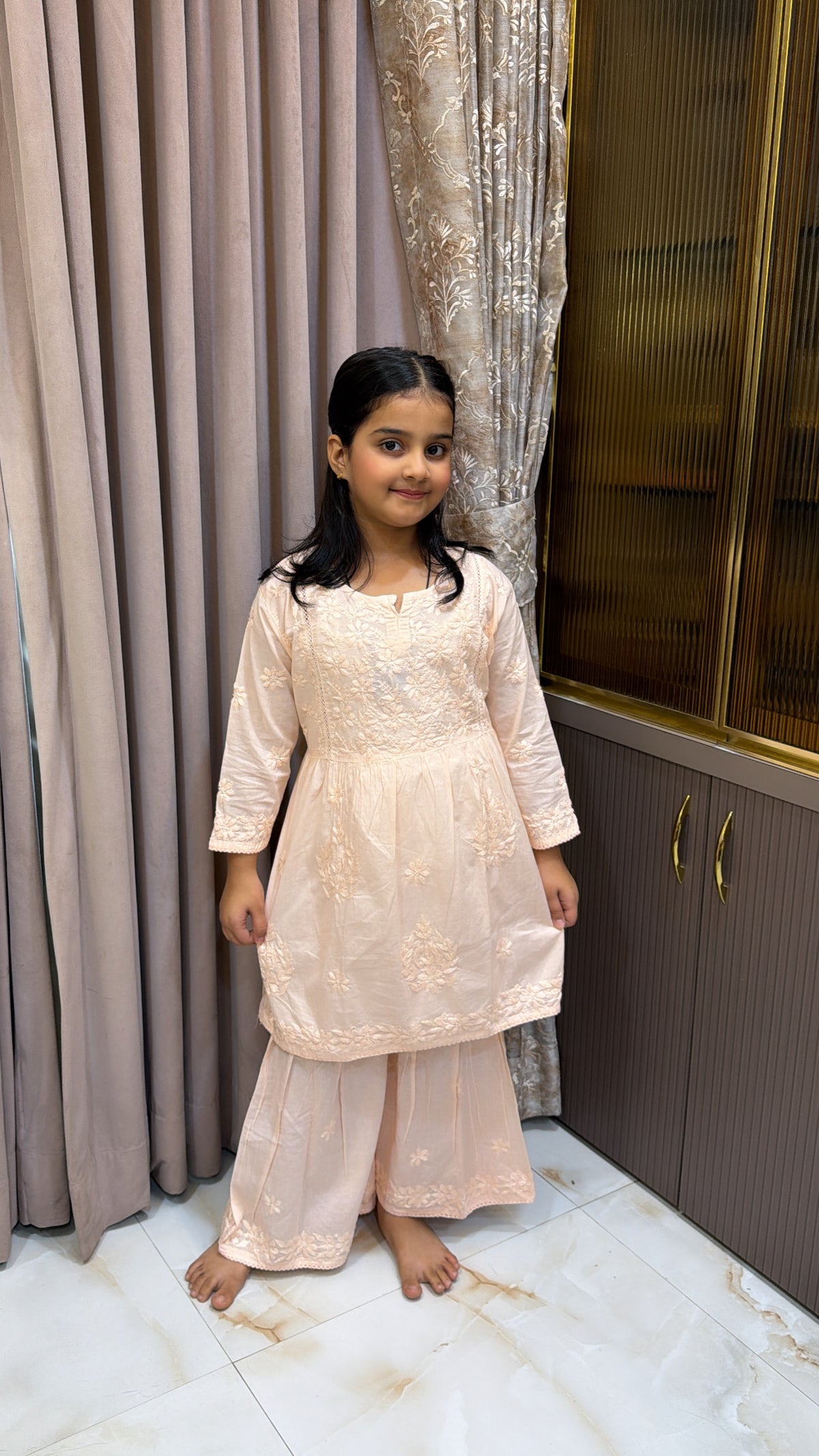 #2019 Light Peach Kids Mul Mul Garara Set