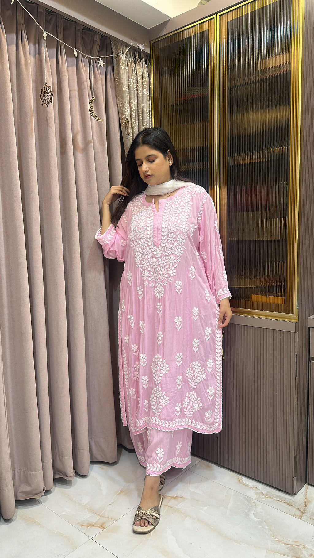 Baby Pink Plus Size Pure Modal Plazo Set
