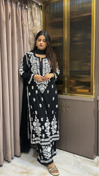 Black Modal lucknowi Plazo Set