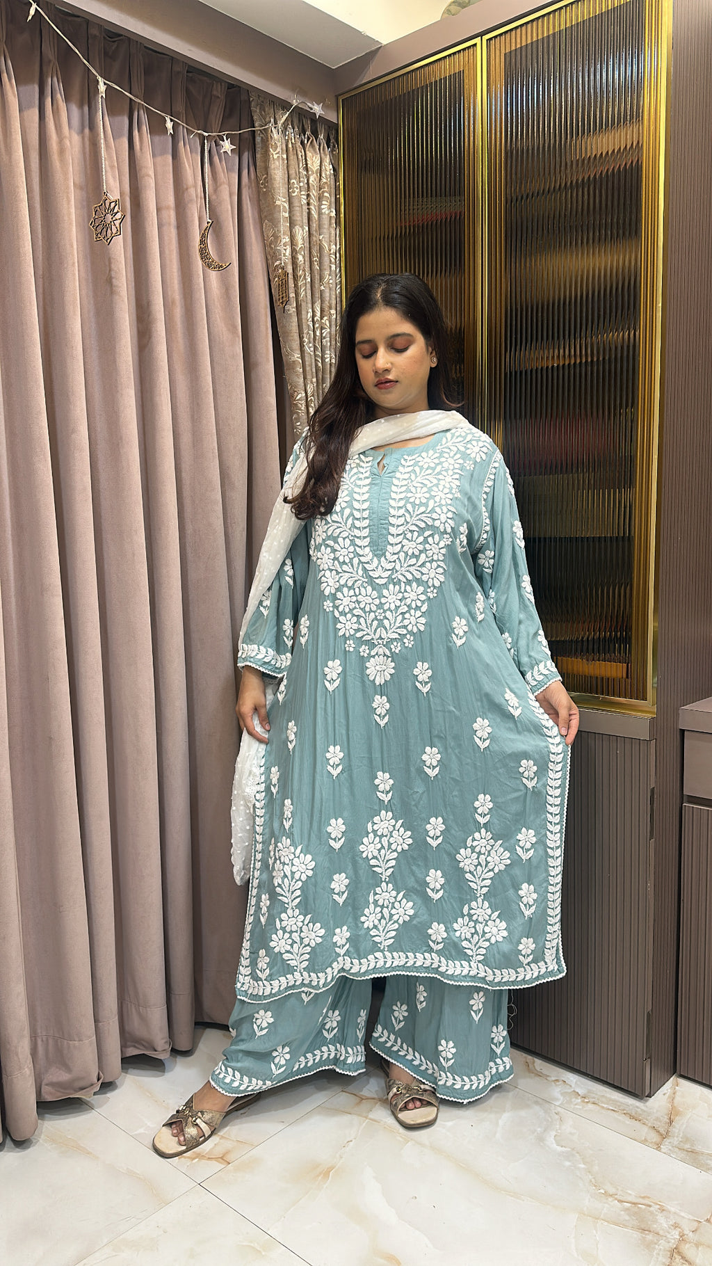 Sage Green Plus Size Pure Modal Plazo Set