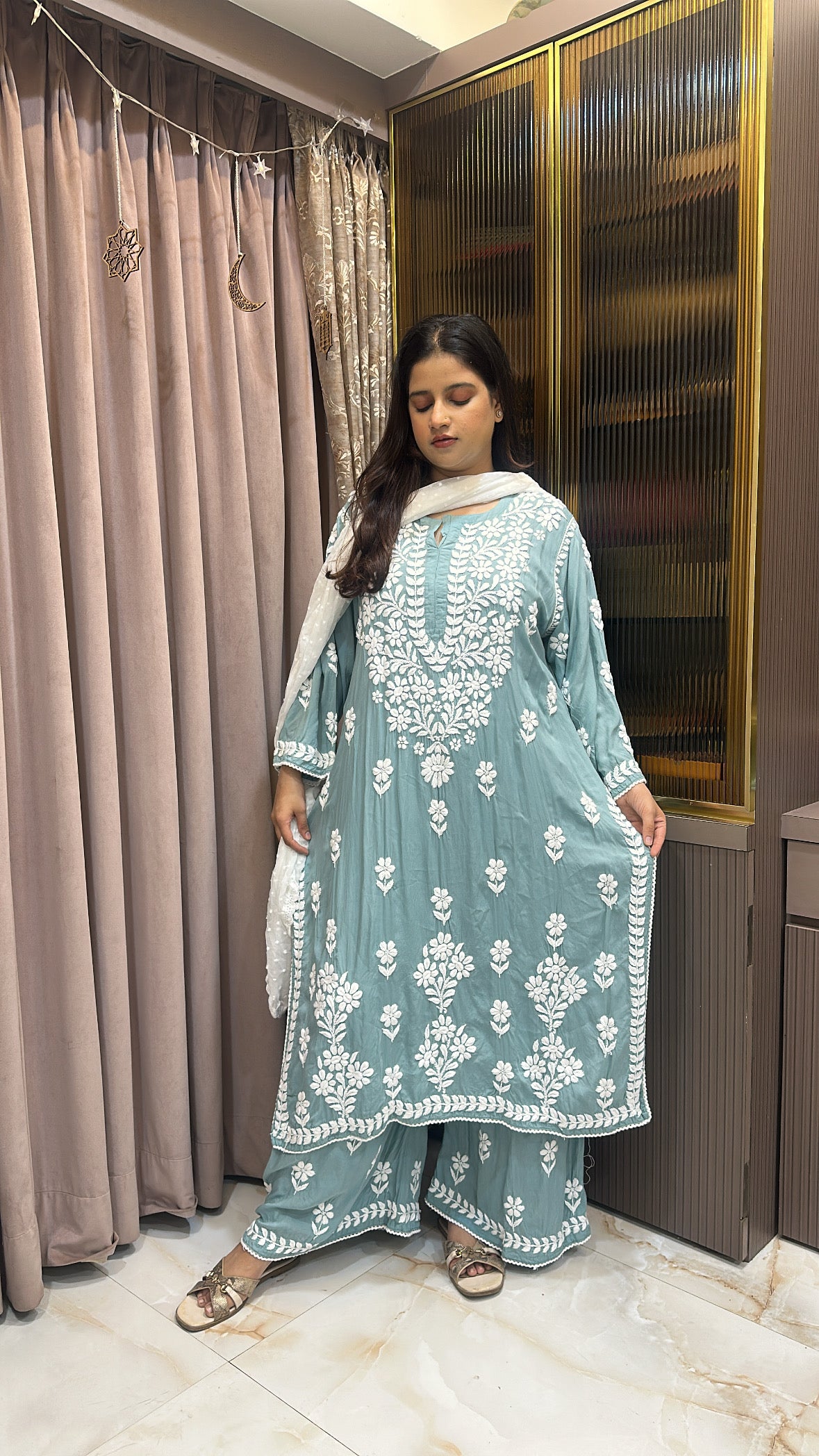 Sage Green Plus Size Pure Modal Plazo Set