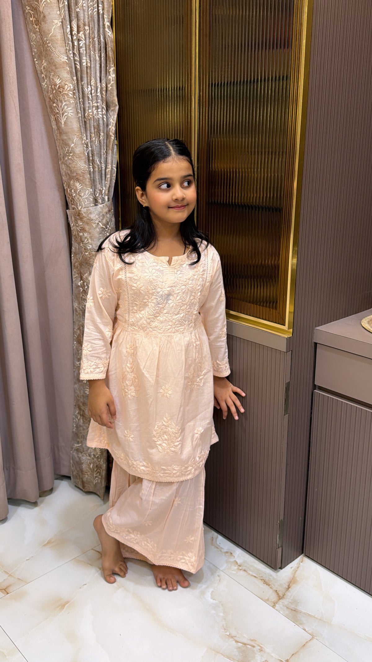 #2019 Light Peach Kids Mul Mul Garara Set