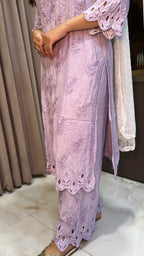 Lilac Safa pure muslin cutwork set