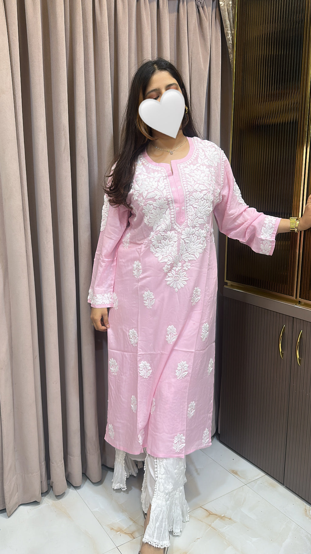 Baby pink modal kurti