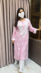 Baby pink modal kurti