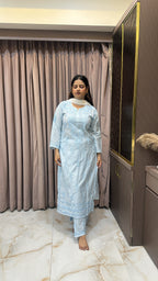 Baby blue muslin self coloured set