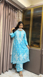 Baby Blue Modal lucknowi Plazo Set