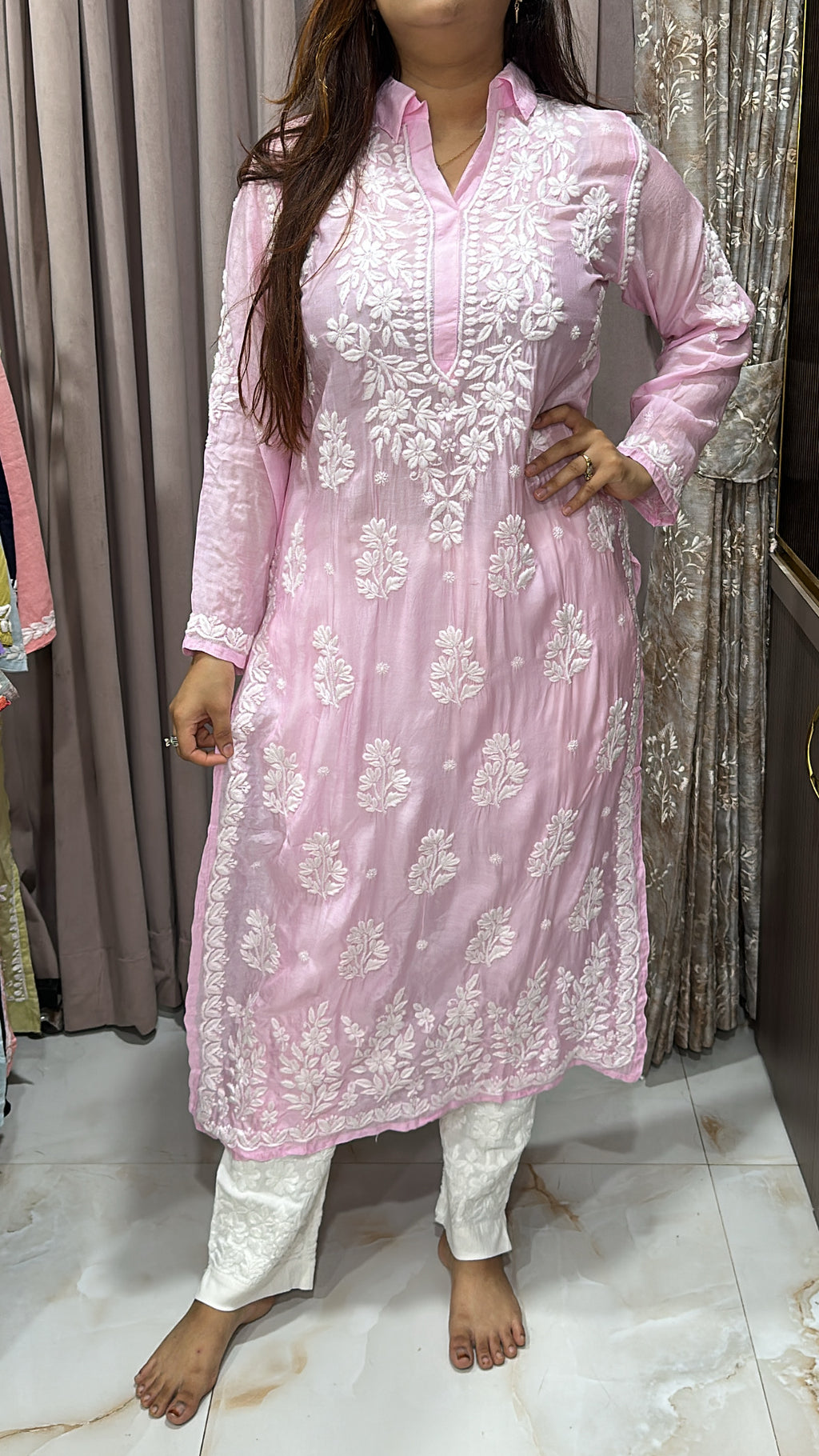 Pure muslin handwork kurti