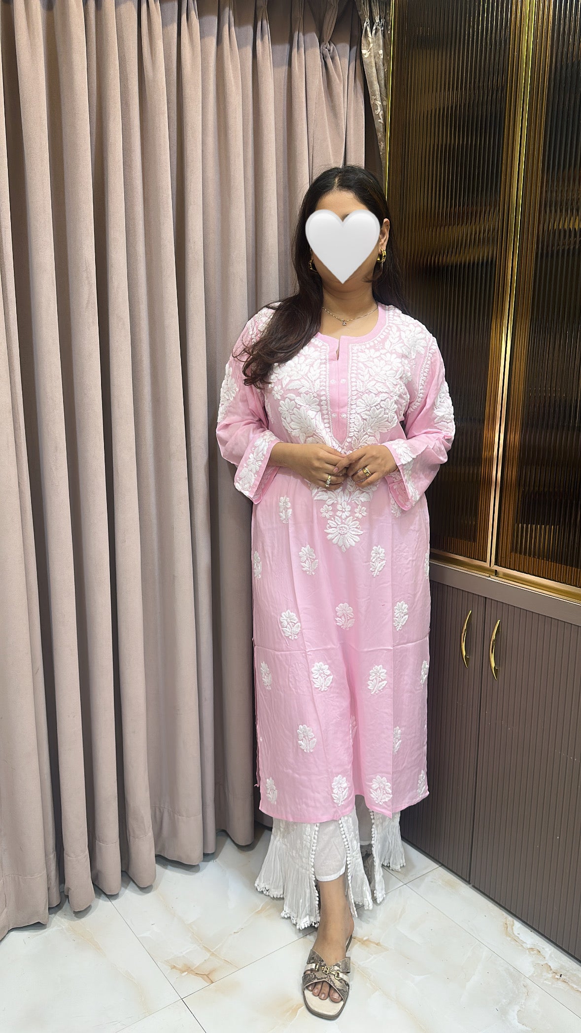 Baby pink modal kurti