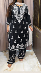 Modal Satin Lucknowi Plazo set