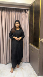 Black muslin self coloured set