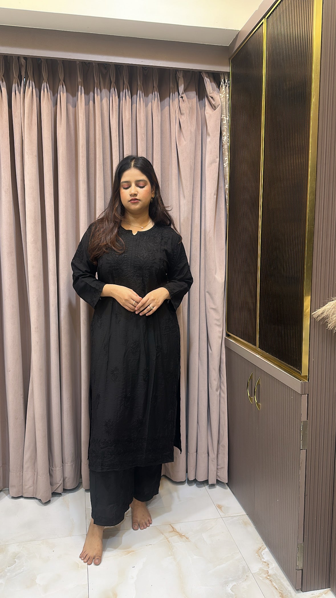 Black muslin self coloured set