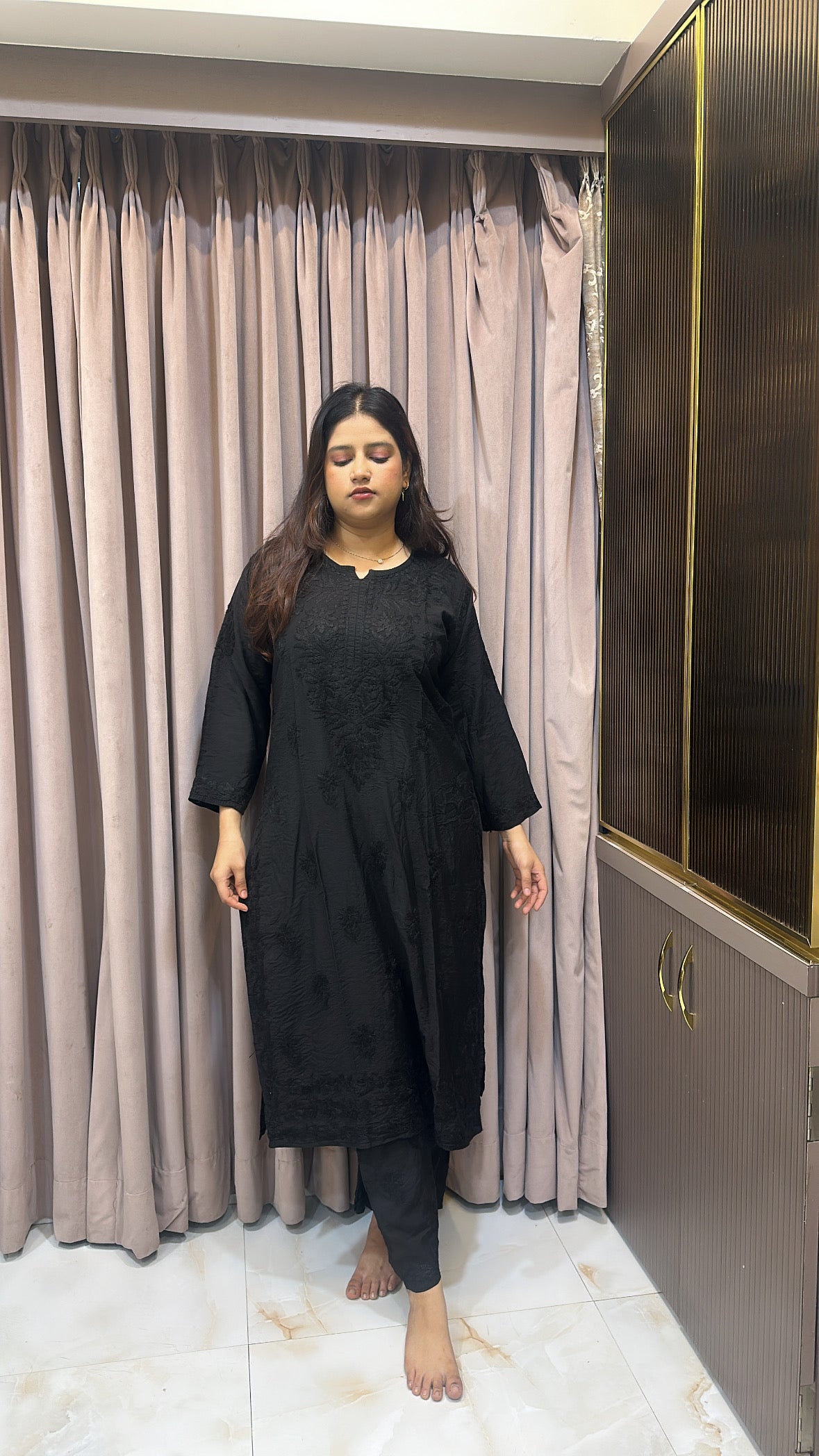 Black muslin self coloured set