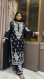 Black Modal lucknowi Plazo Set