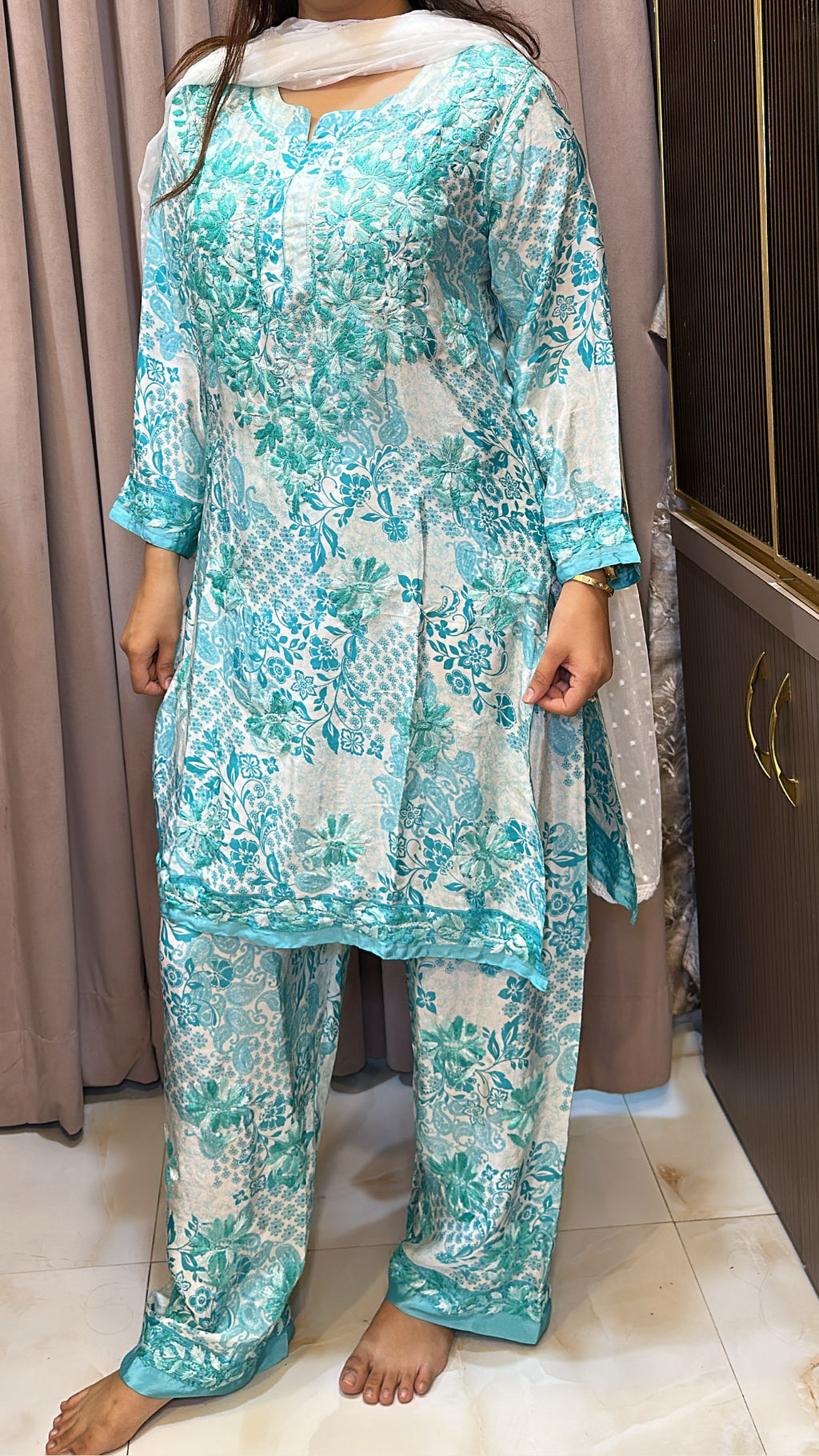 Crepe silk printed co ord set