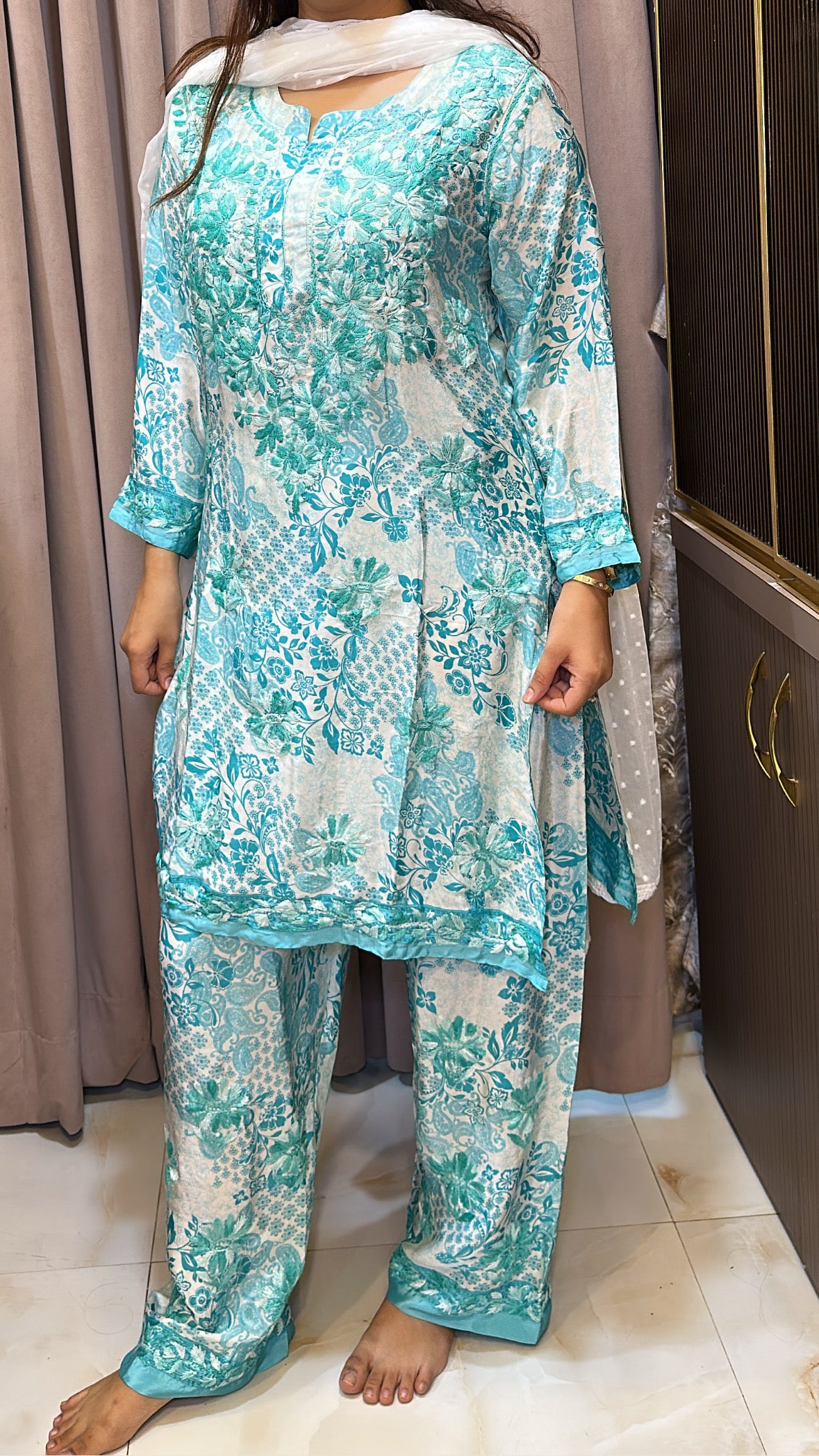 Crepe silk printed co ord set