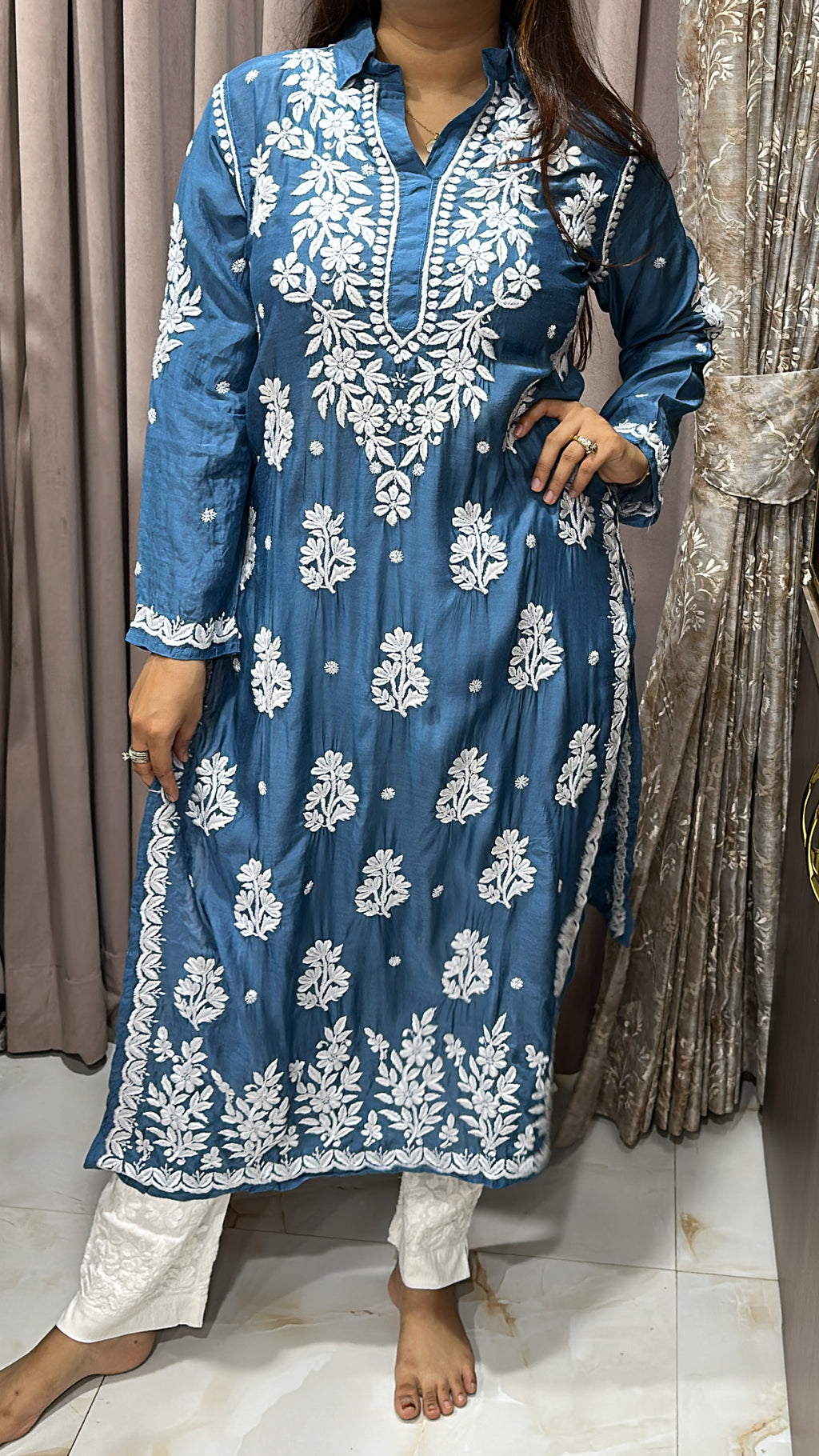 Pure muslin handwork kurti