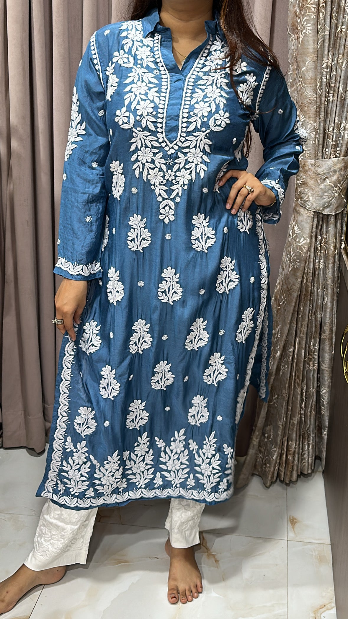 Pure muslin handwork kurti