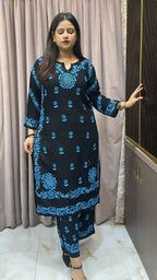 Black with Blue coloured plazo set