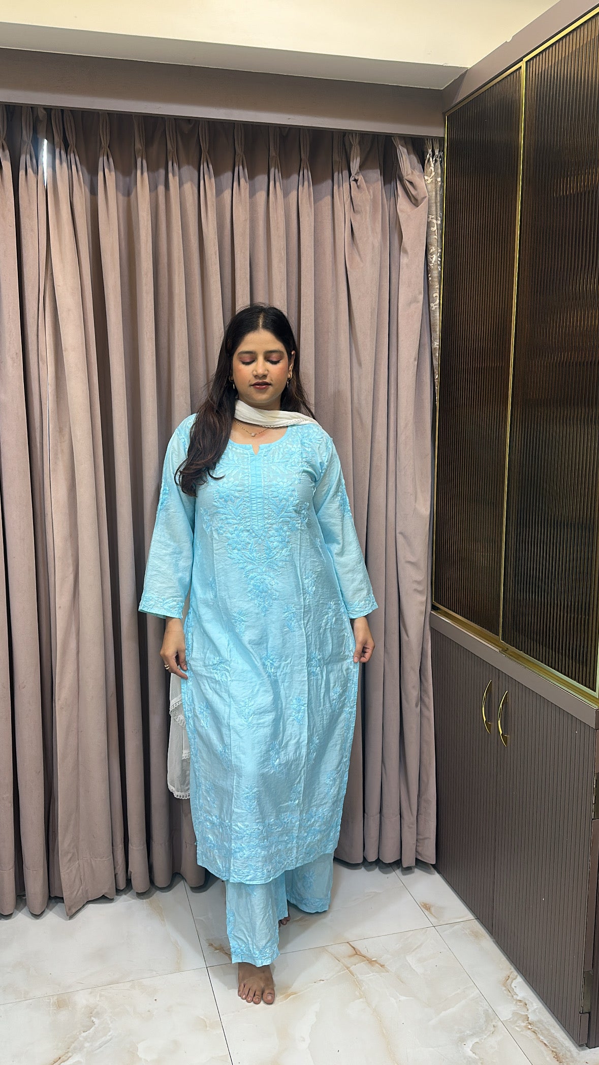 Blue muslin self coloured set