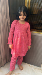 Blush lucknowi kids chanderi pant set