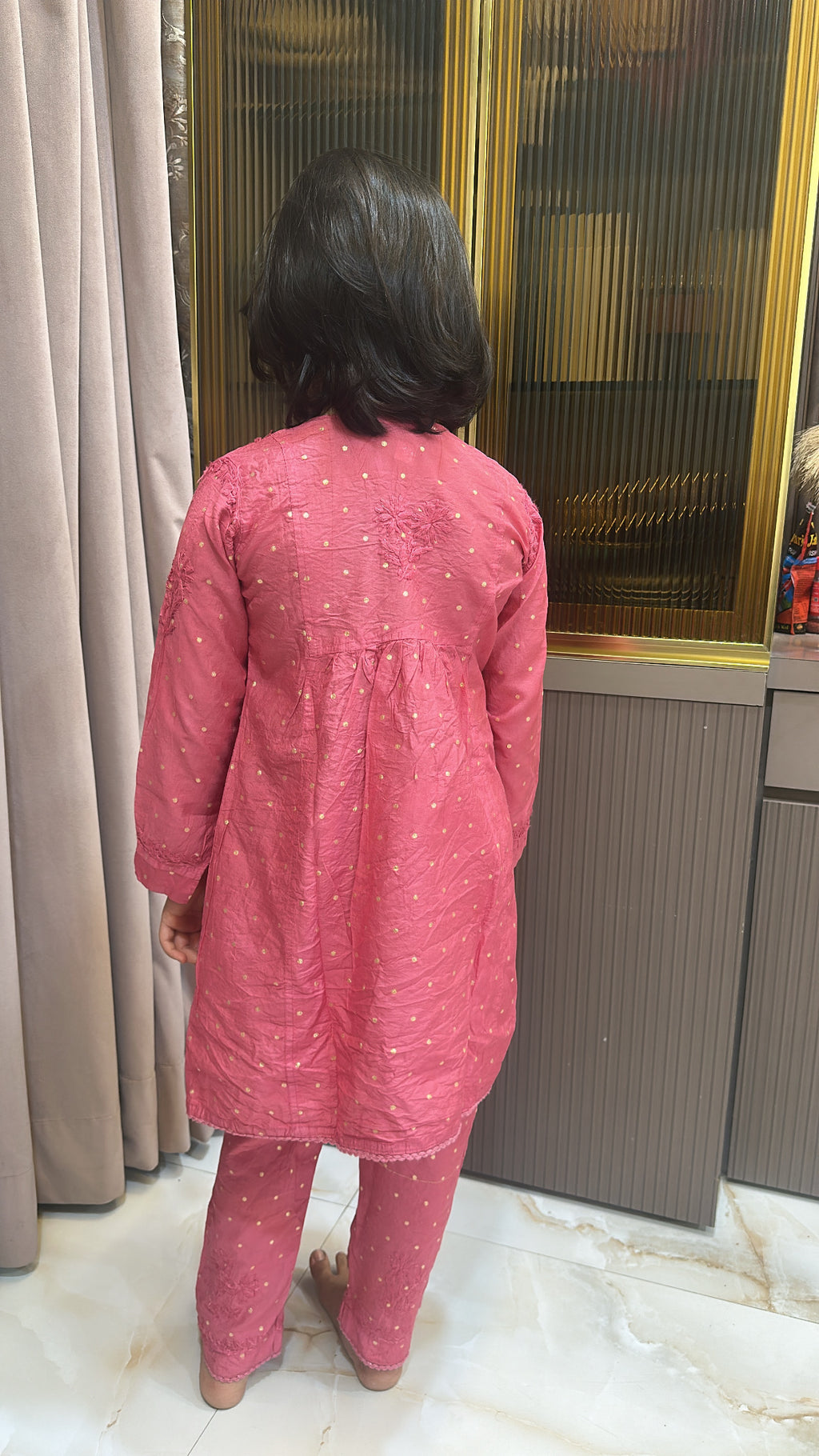 Blush lucknowi kids chanderi pant set