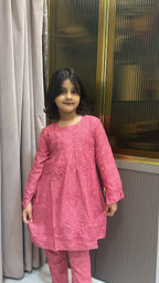 Blush lucknowi kids chanderi pant set