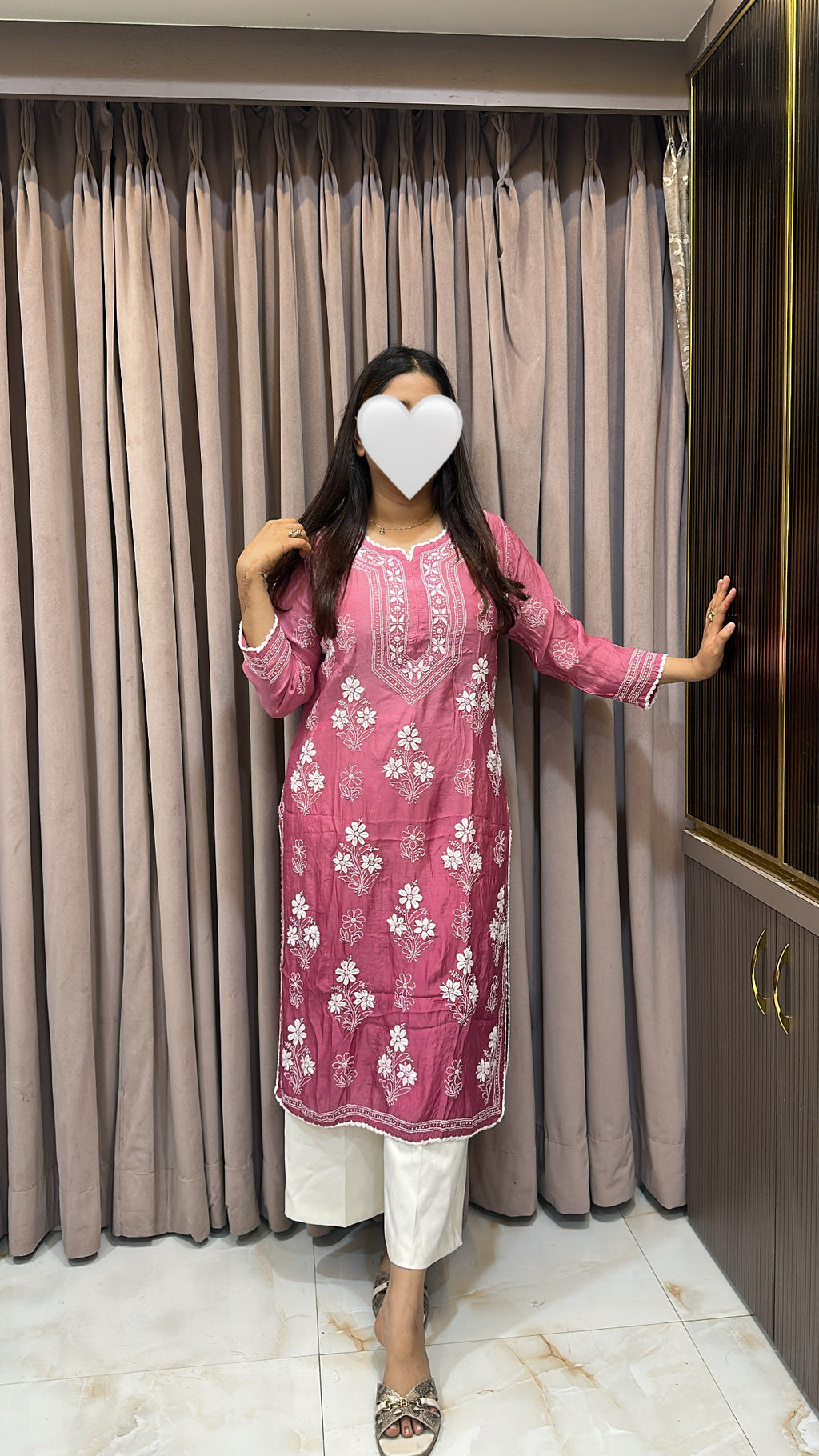 Blush Pink Muslin noori shaded kurti