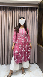 Blush Pink Muslin noori shaded kurti