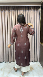 Brown Muslin noori shaded kurti
