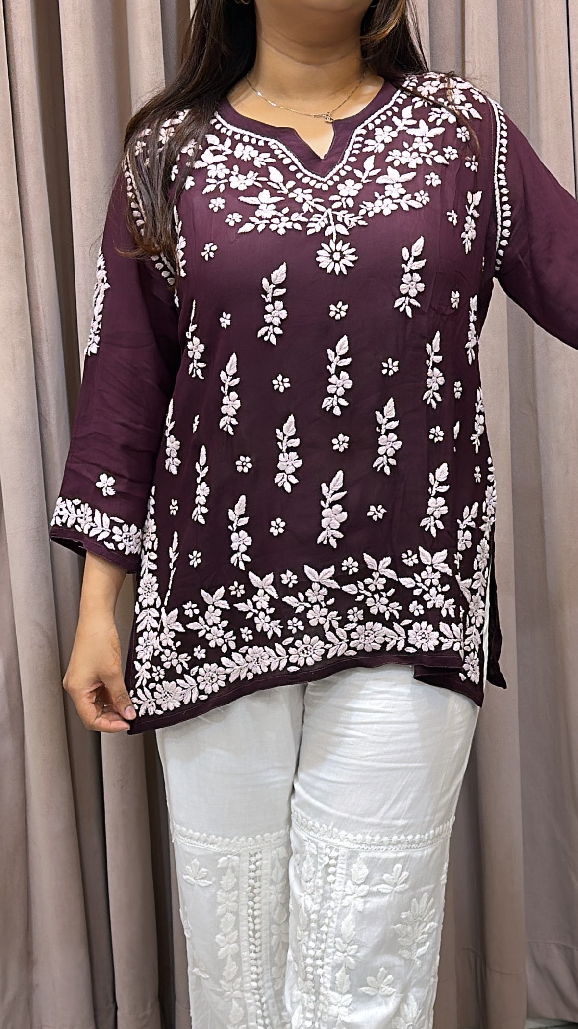Brown Viscose short top