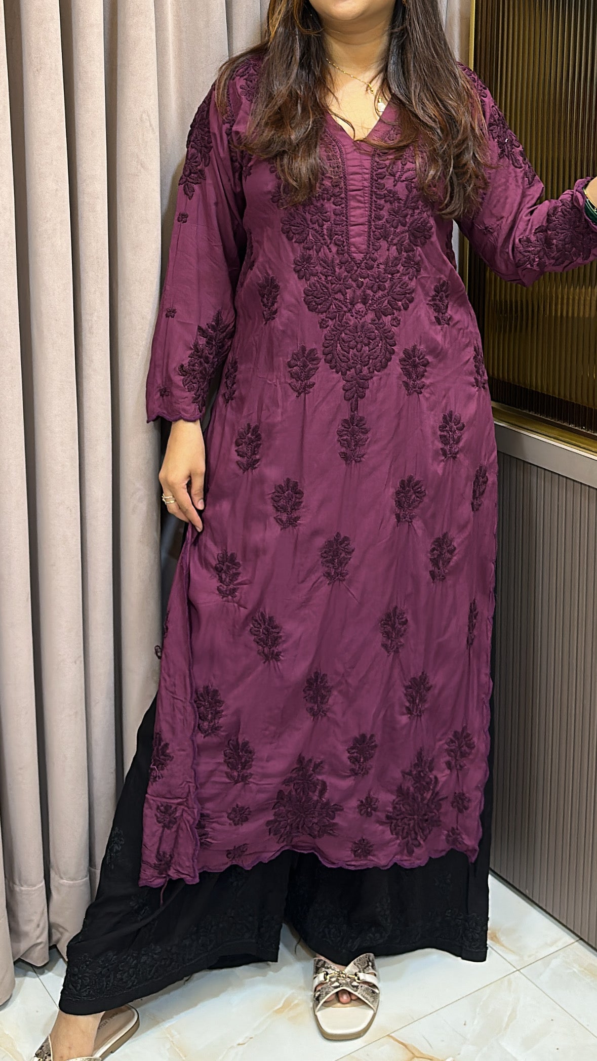 Bruise Pure modal lucknowi cut work kurti